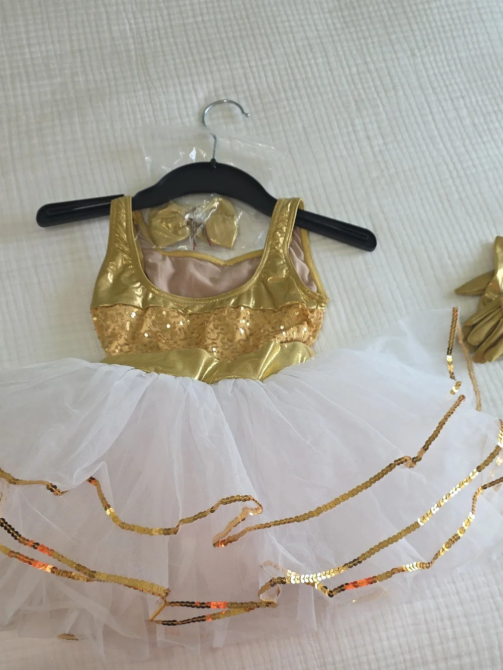 Revolution Dancewear Girls Dance Costume Gold/White Sequins